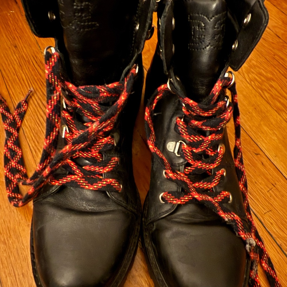 Sam Edelman Black Boots with Red Laces - Picture 4 of 4